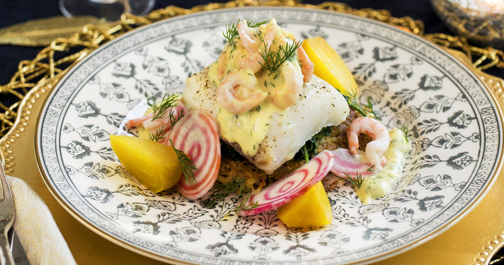 lyxig-torskrygg-med-hollandaise-och-rakor-recept