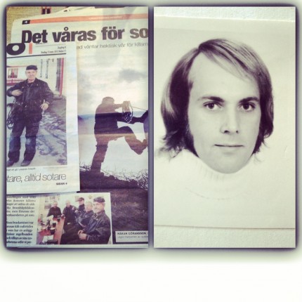 Pappa på jobb och till höger som ung.
